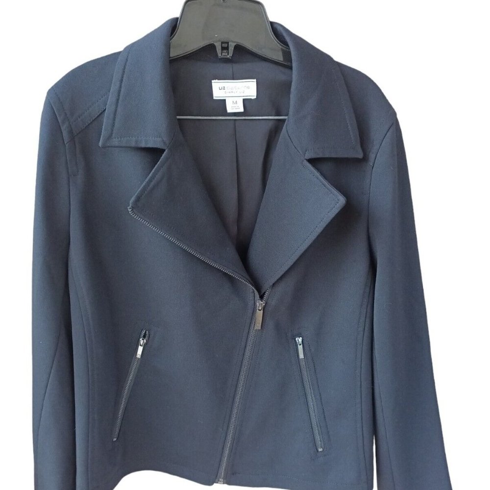 Liz Claiborne Black Short Jacket Zipper M Simply Liz